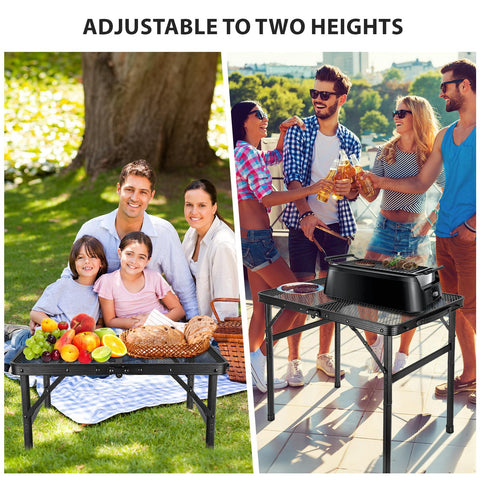 GDDGHS folding grill table extended work surface provides ample prep space.