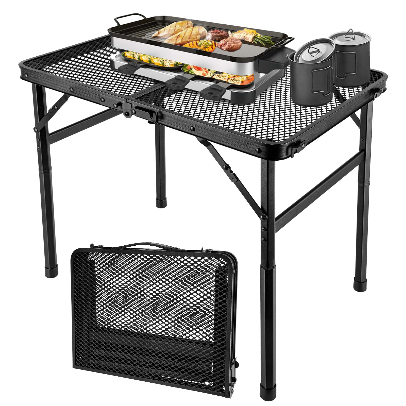 GDDGHS folding grill table folded view shows compact portability for travel.