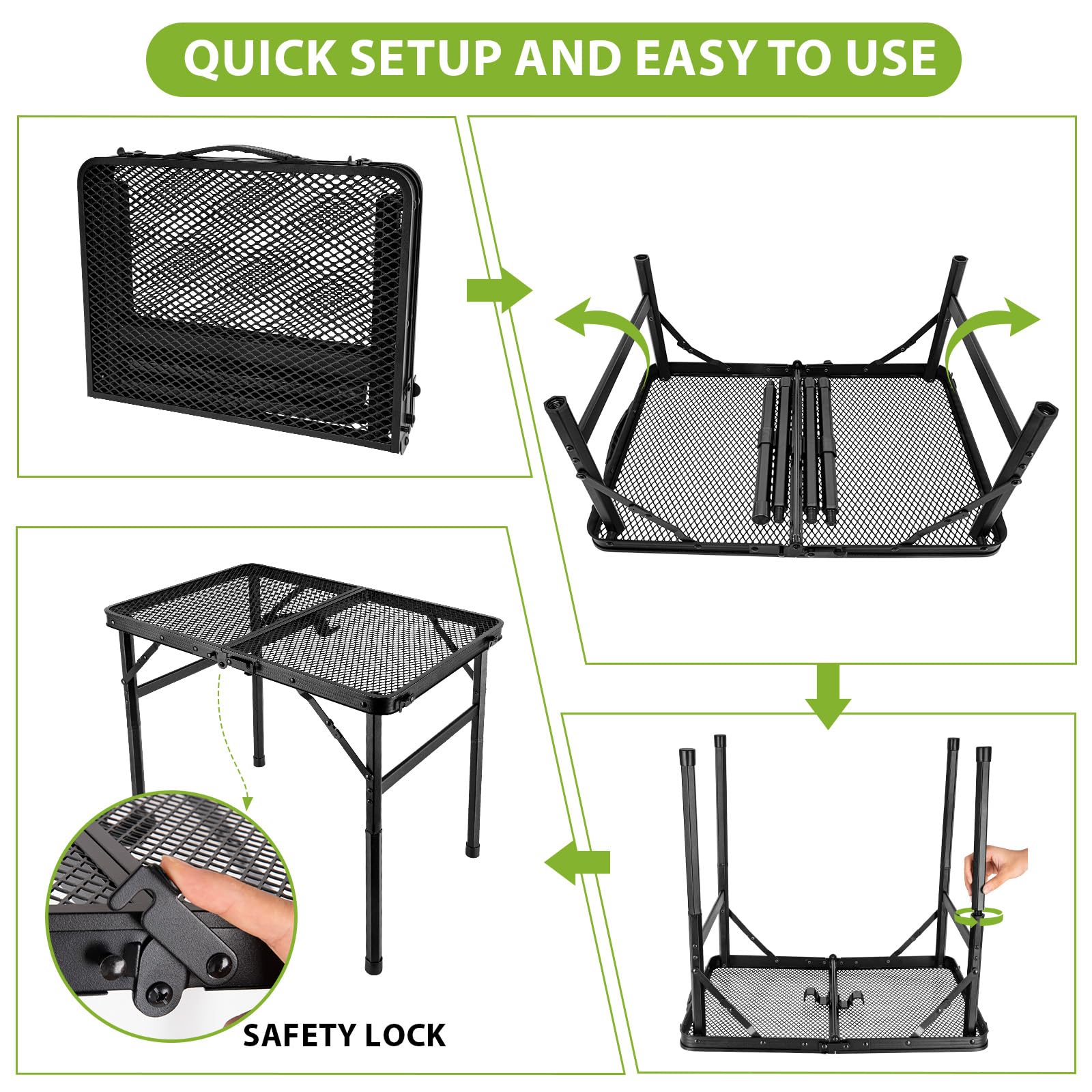 GDDGHS folding grill table mesh desktop reduces weight and drains water.