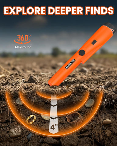 GDDREAM orange pinpointer with waterproof probe tip for shallow water checks.