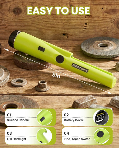 GDDREAM pinpointer waterproof tip enables shallow-water checks.