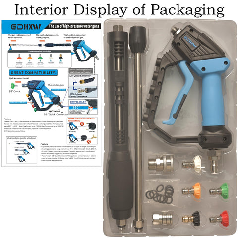 GDHXW five nozzle attachments customize spray for different tasks.