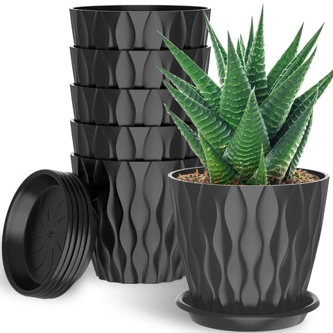 GDJUQZ 6-pack plant pots with drainage holes promote healthy roots and mess-free watering.