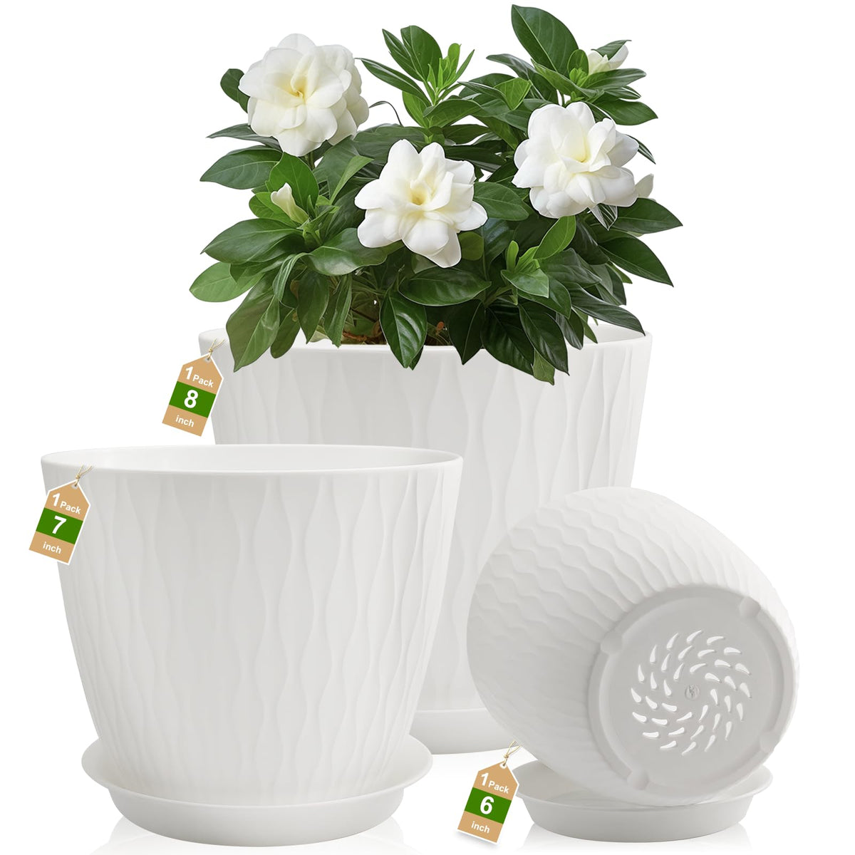GDJUQZ 8-inch self-watering plant pot ideal for thriving indoor greenery.