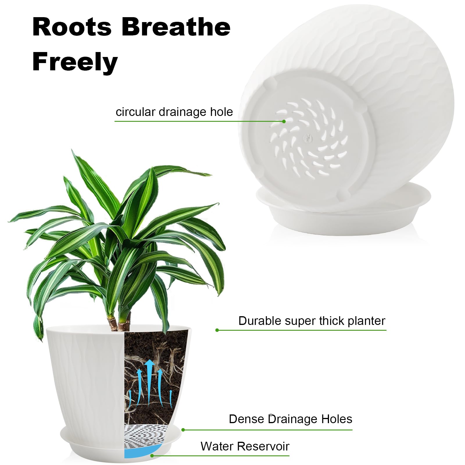GDJUQZ multi-mesh drainage holes promote soil aeration and drainage.