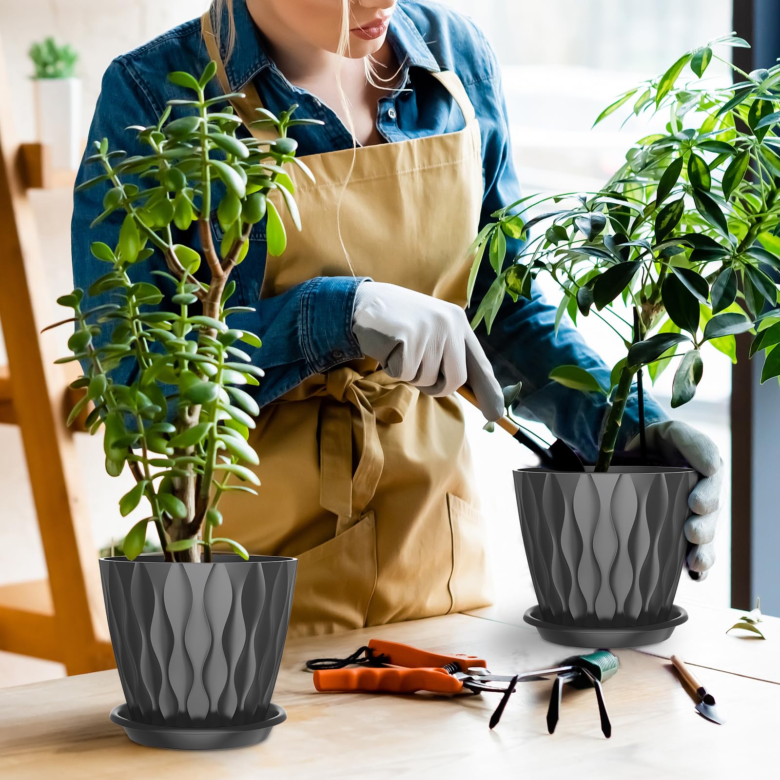 GDJUQZ orchid, succulent, herb setups thrive with drainage-ready pots.