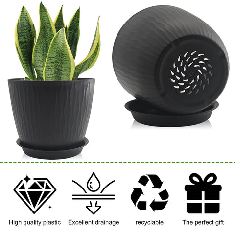 GDJUQZ 6 inch planter with tray captures excess water to prevent spills.