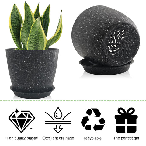 GDJUQZ 6-inch speckled black planter suited for small succulents on desks.
