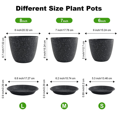 GDJUQZ 7-inch speckled black planter ideal for herbs on windowsills.