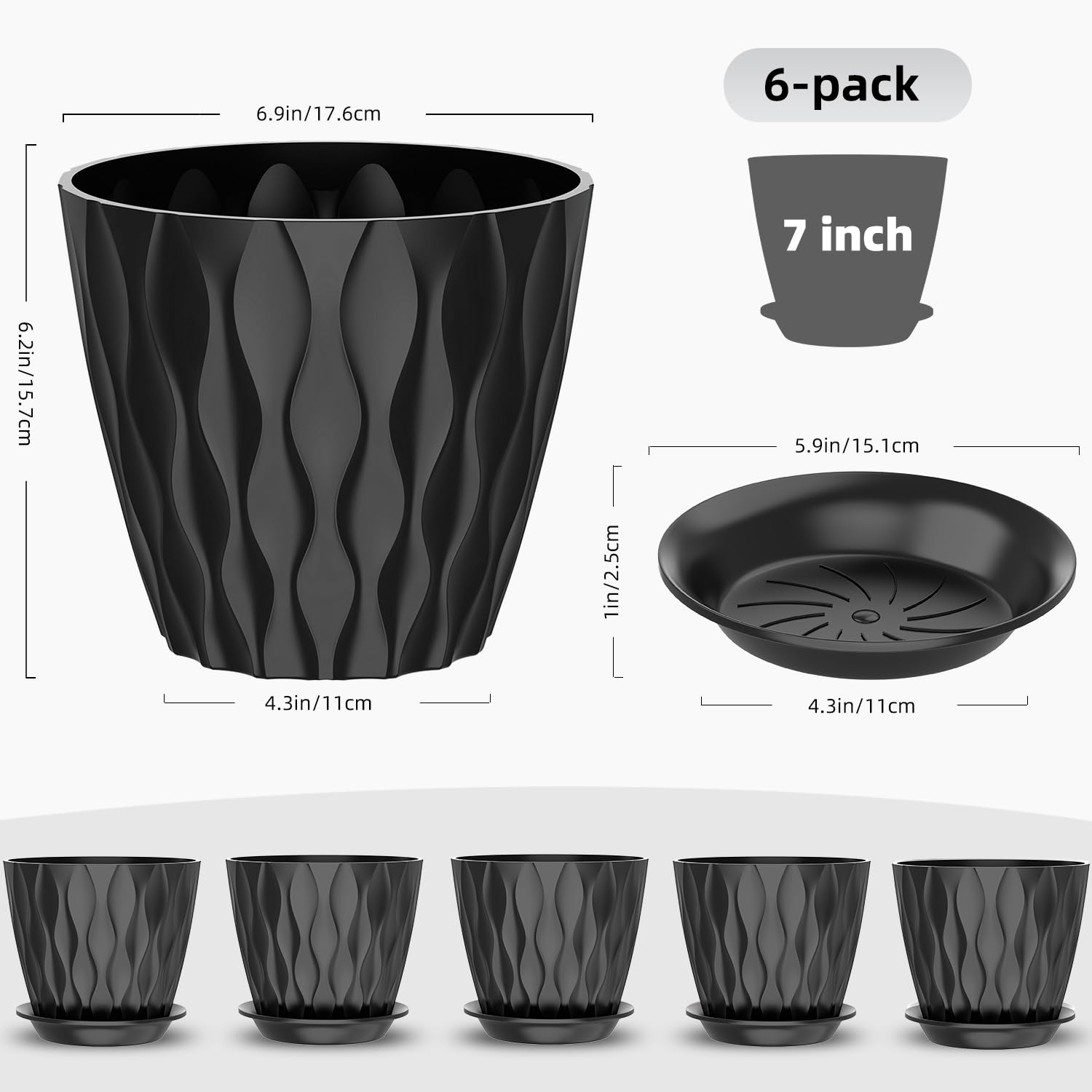 GDJUQZ pot with drainage hole and tray prevents overwatering
