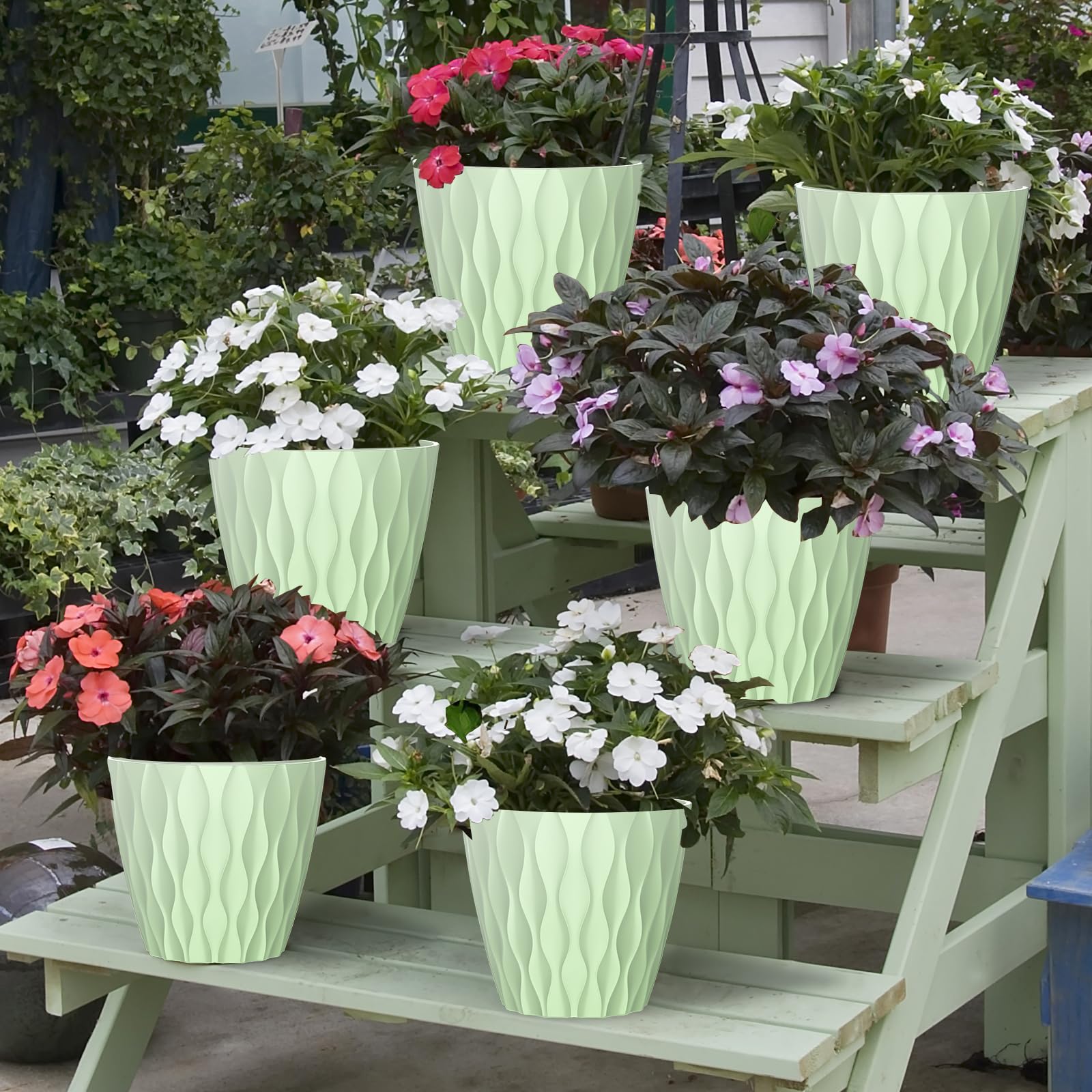 GDJUQZ plant pots compatible with stands and hanging setups for vertical gardening.