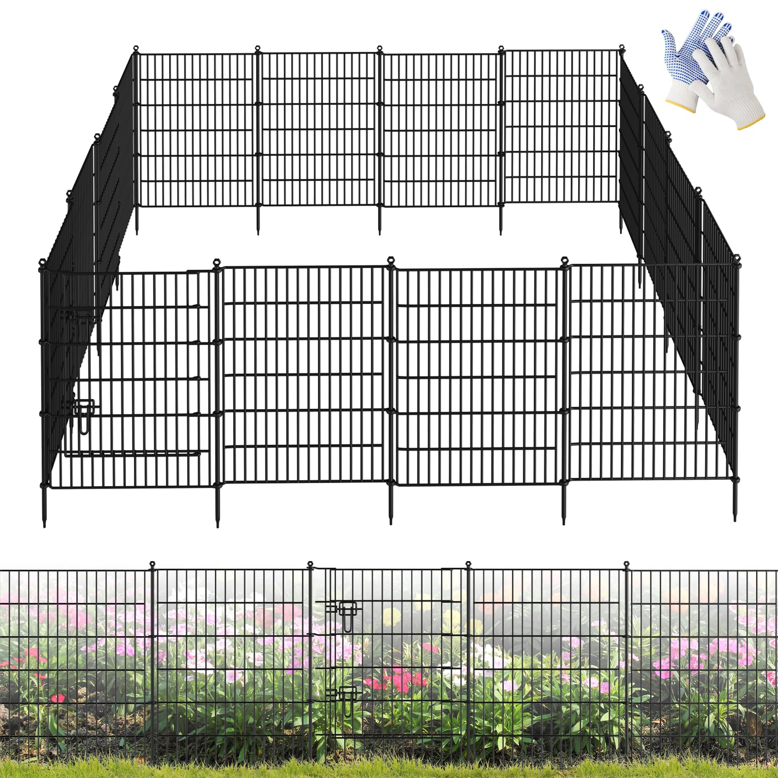GDKASRNY 16-panel garden fence assembly for easy outdoor setup