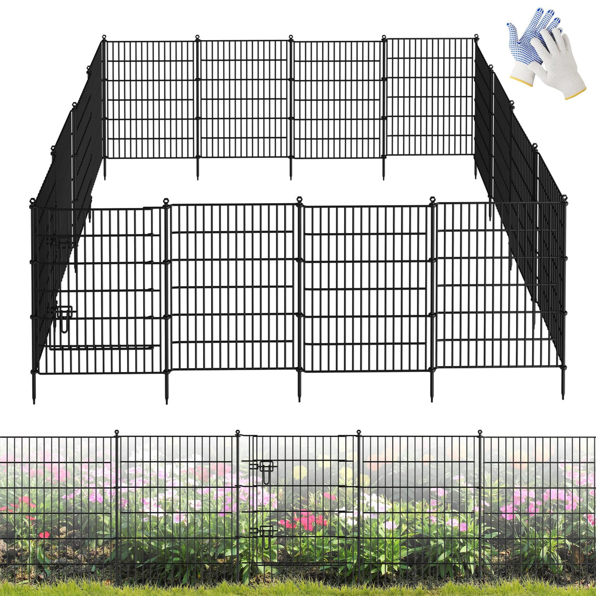 GDKASRNY 16-panel garden fence assembly for easy outdoor setup