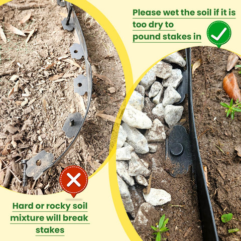 GDLIN edging kit with 120 stakes secures straight and curved borders.
