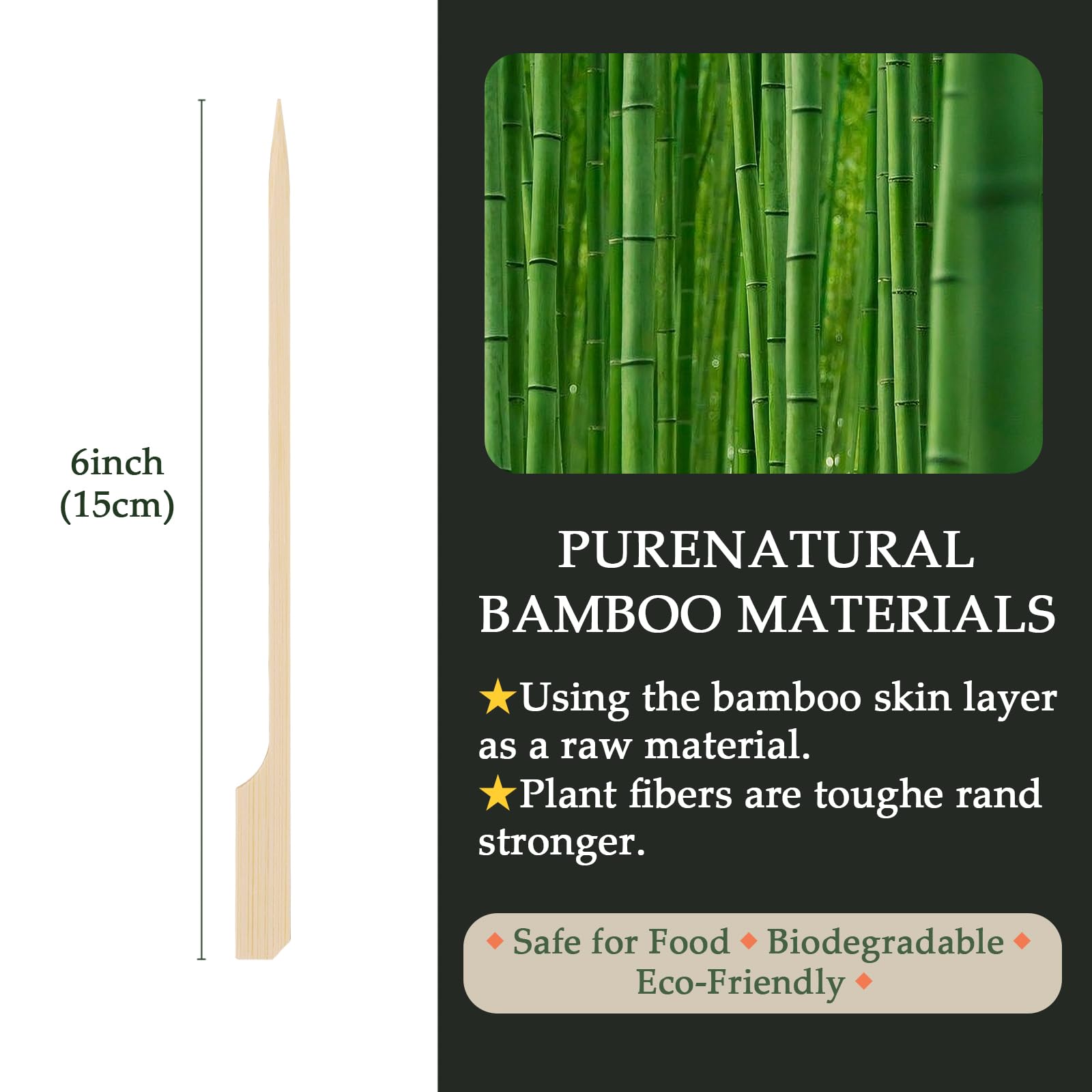 GDMINLO bamboo skewers highlight appetizers on a charcuterie board.