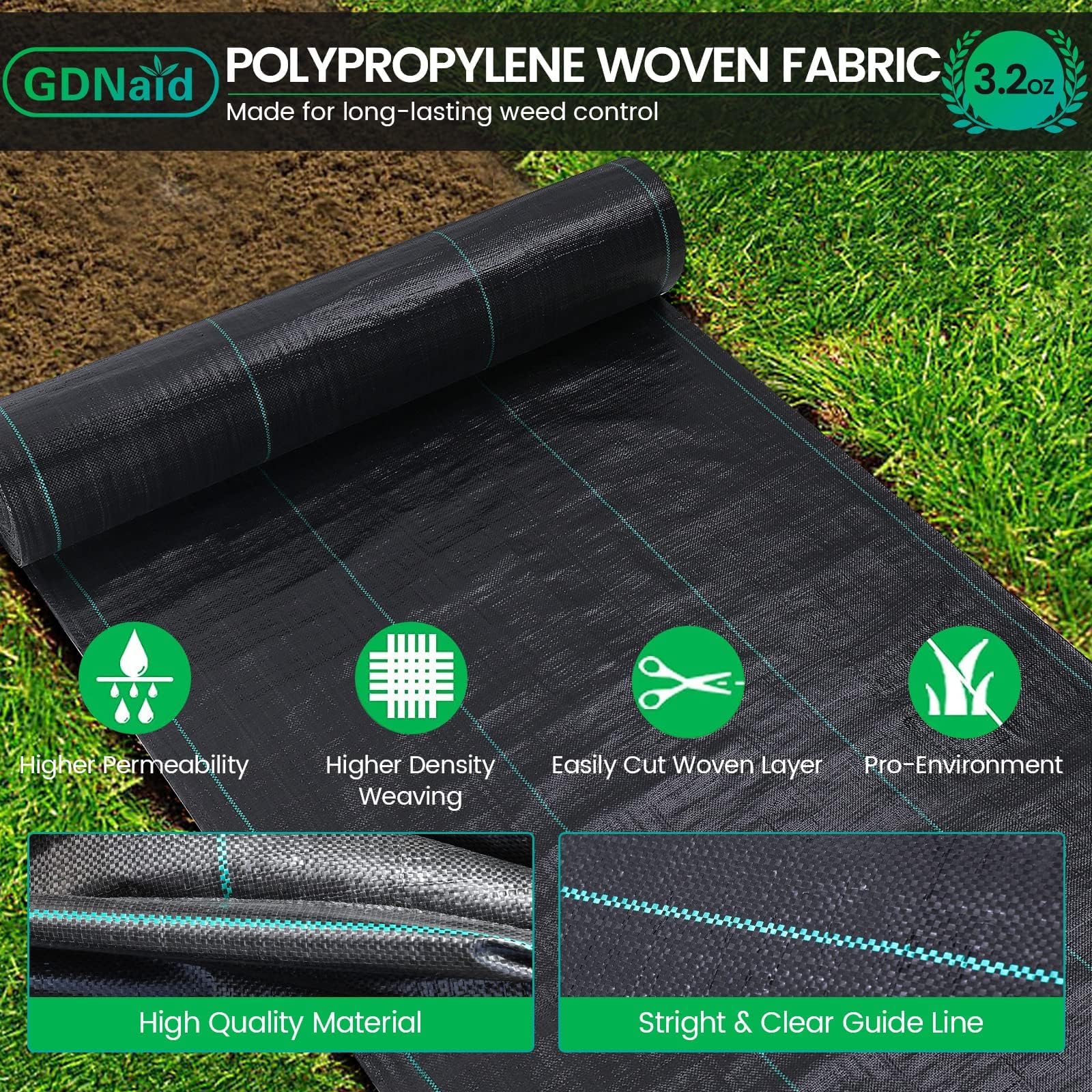 GDNaid weed barrier in a garden bed under mulch promotes weed control and soil moisture.