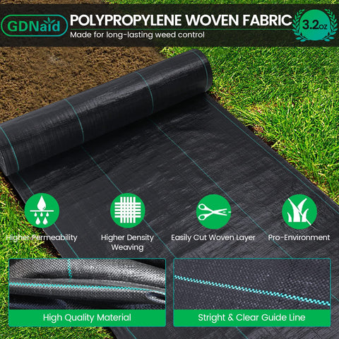 GDNaid weed barrier installation step view showing easy cut-to-fit setup.