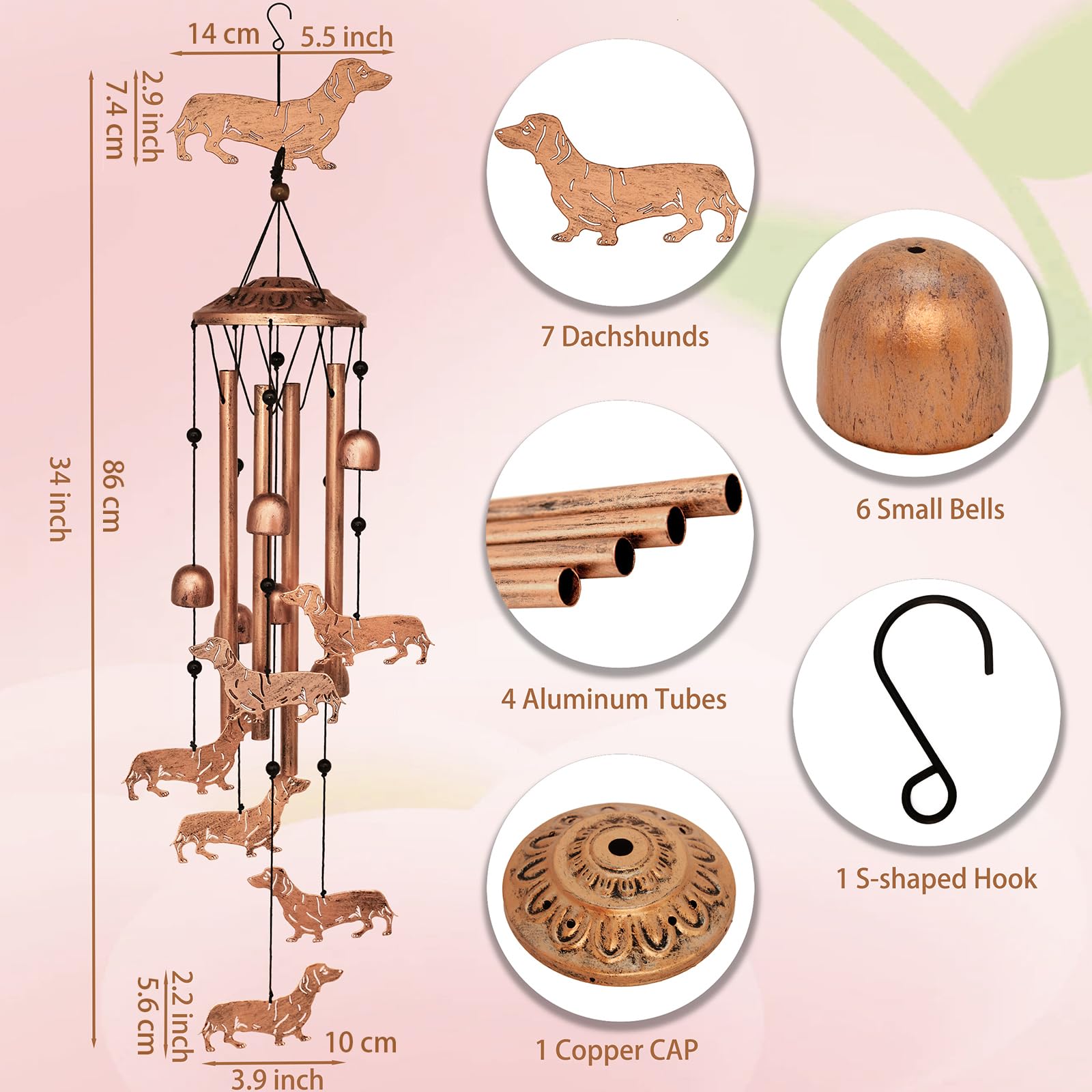 GDNSFIT dachshund garden decor brings peaceful outdoor sounds.