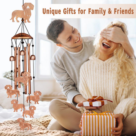 GDNSFIT dachshund wind chime hanging setup ready for patio or porch.
