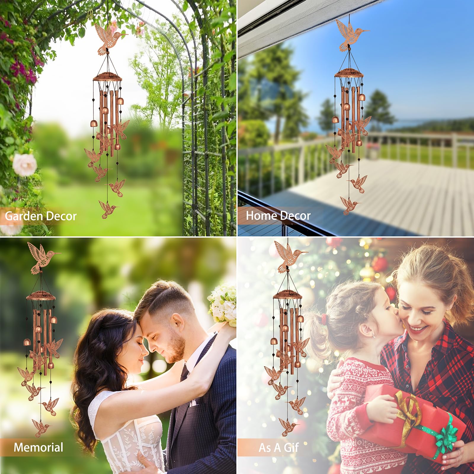 GDNSFIT hummingbird wind chime ideal for birthdays or housewarming gifts.