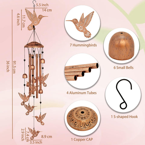 GDNSFIT hummingbird wind chime metal gift for special occasions.