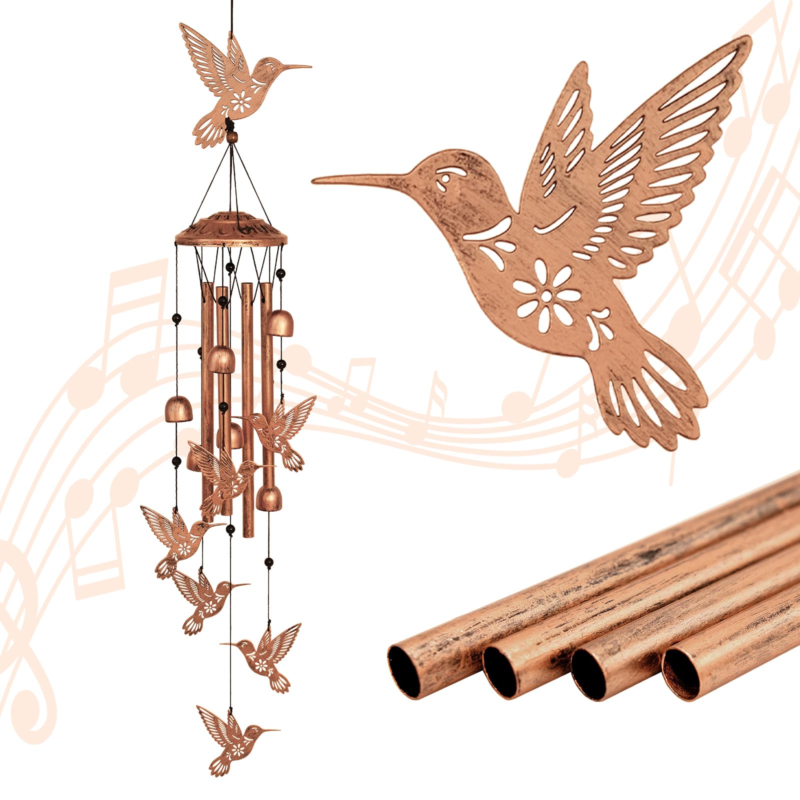 GDNSFIT hummingbird wind chime for outdoor decor adds charm to your garden.