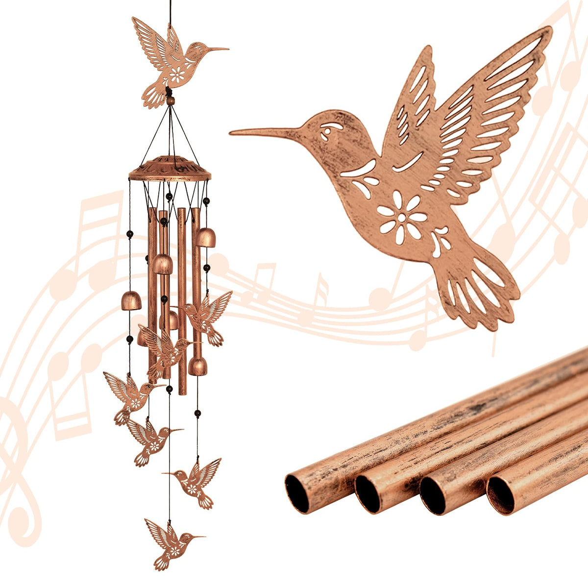 GDNSFIT hummingbird wind chime for outdoor decor adds charm to your garden.