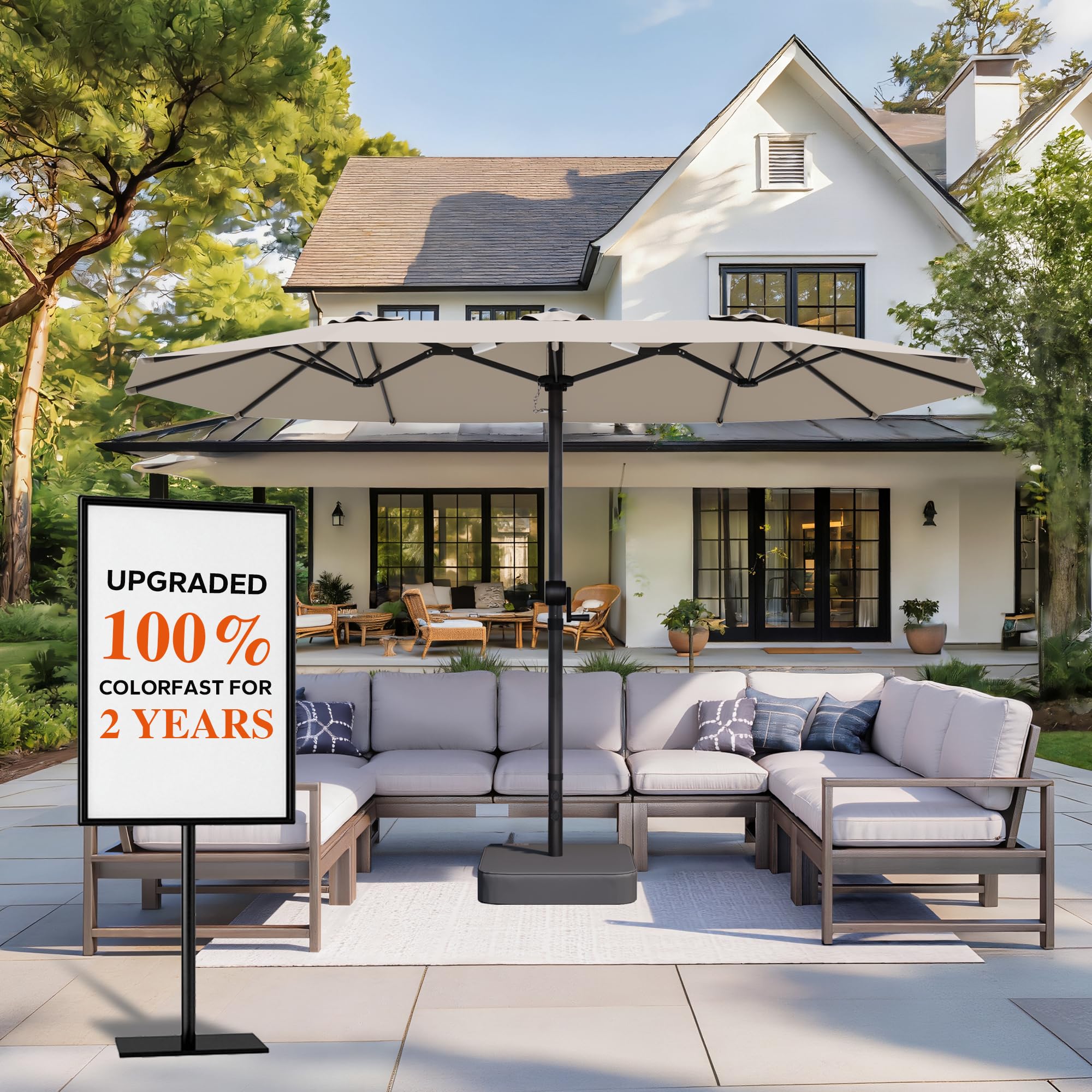 GDPFN cross base and sandbags set up for stable patio performance
