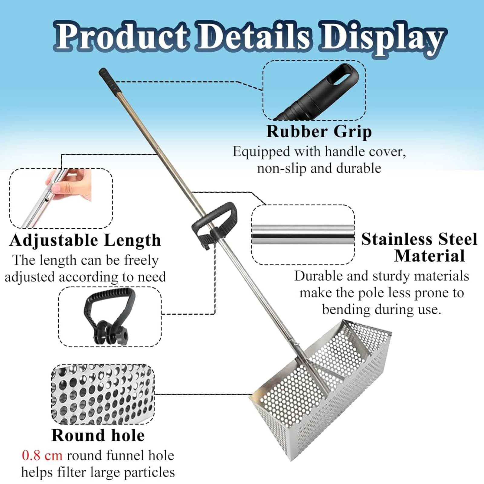 GDXXYKJ Ergonomic grip on the Sand Flea Rake for steady control.