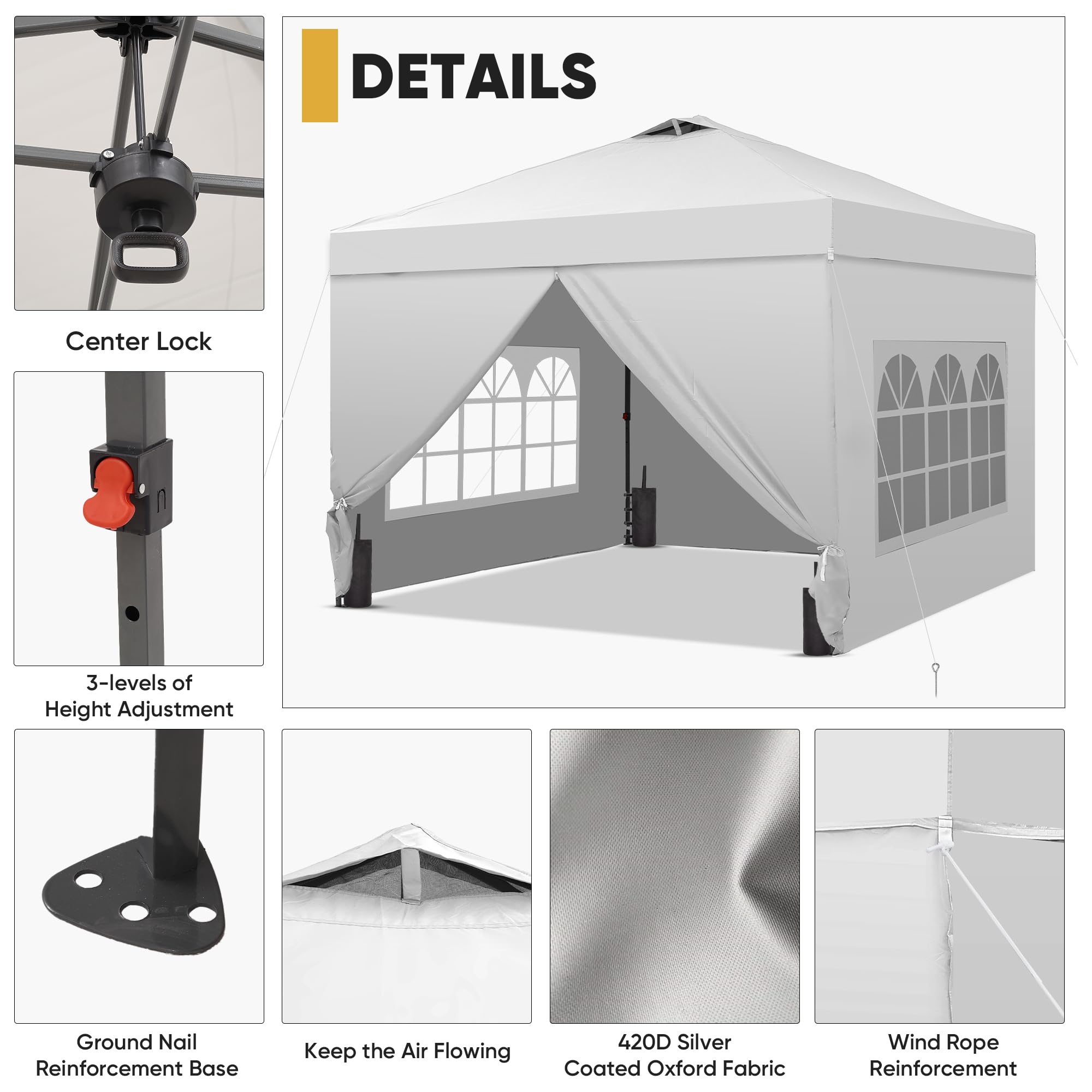 GDY waterproof and UV-blocking fabric keeps guests dry and shaded.