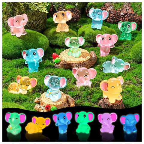 GDZRDFLH 24-piece resin elephants for daytime fairy garden display.