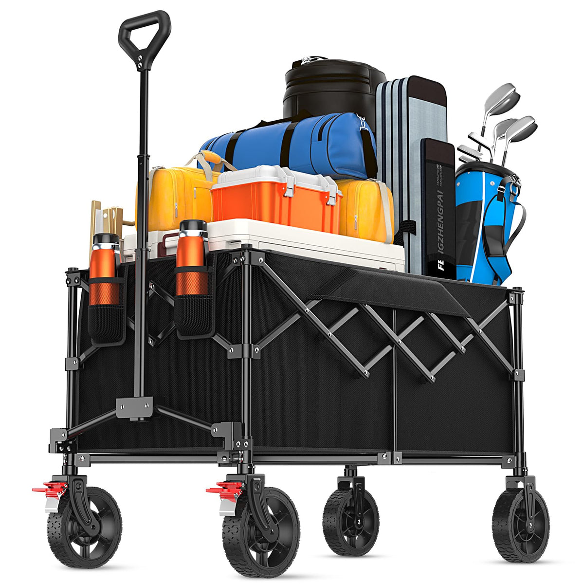 Geamen 180L collapsible wagon full capacity for camping gear and groceries.