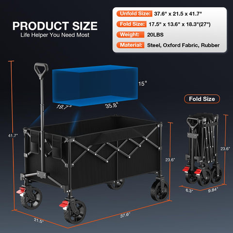 Geamen foldable wagon in compact folded form for easy storage.