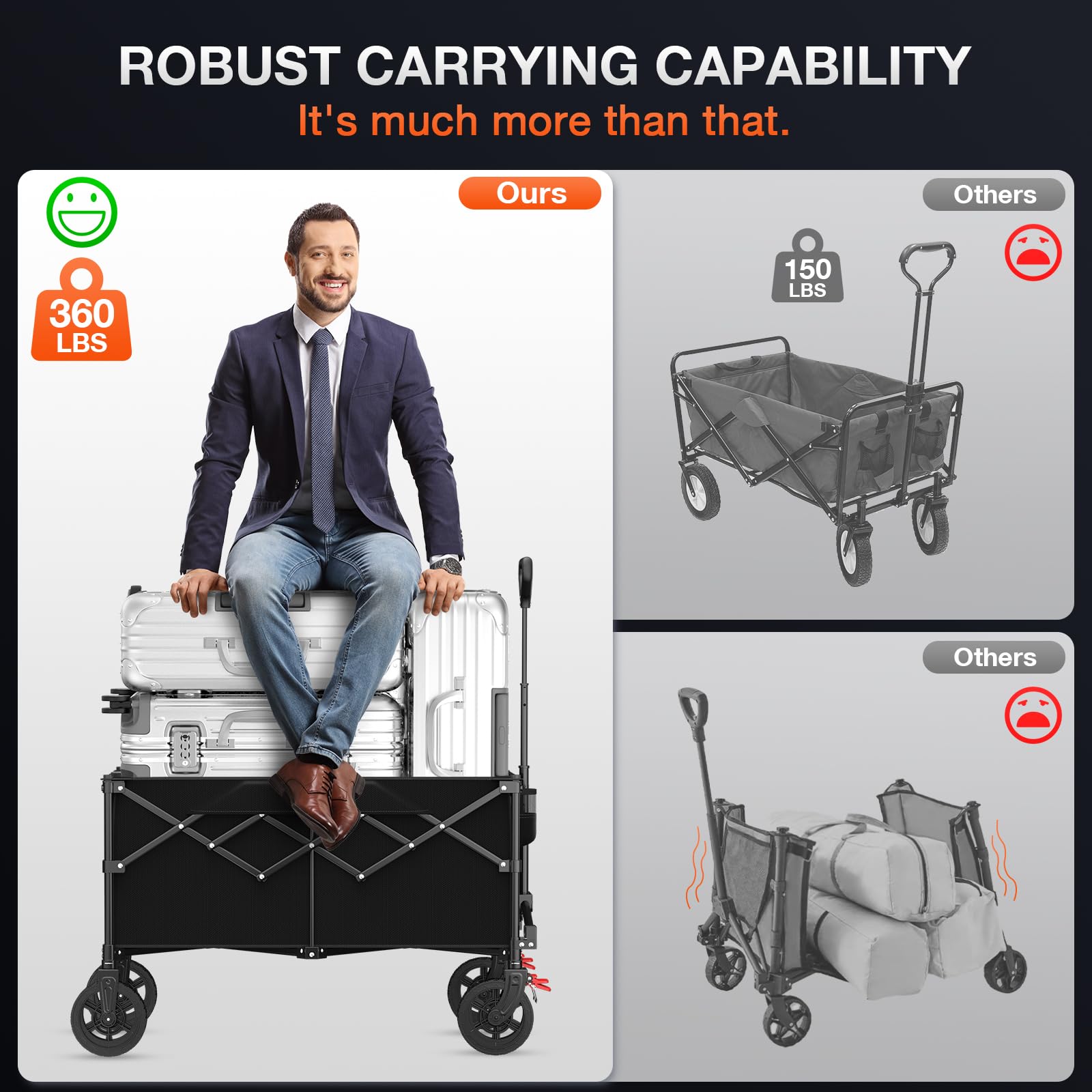 Geamen four-terrain wheels handle sand, grass, and pavement smoothly.