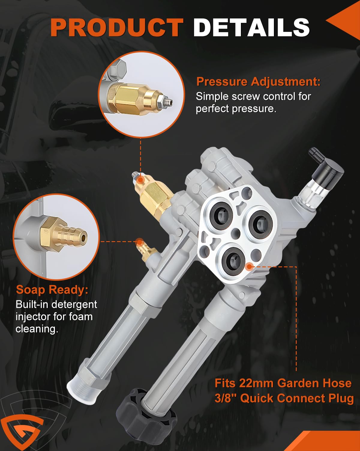 GEARBONE AR42940 pump head close-up highlighting robust welding for sealing.