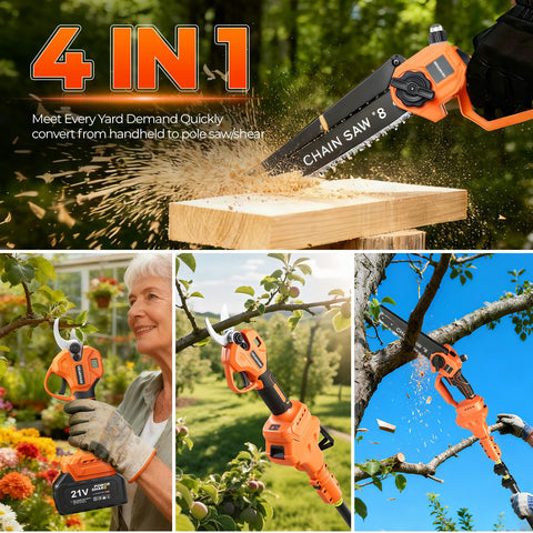 GEARPASS 4-in-1 cordless mini chainsaw for versatile pruning