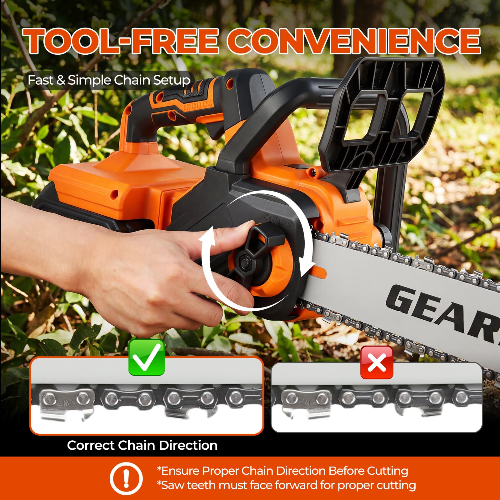 GearPass chain brake safety feature activated for immediate stop.