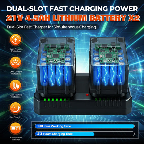 GearPass dual fast charger shown for quick recharging.