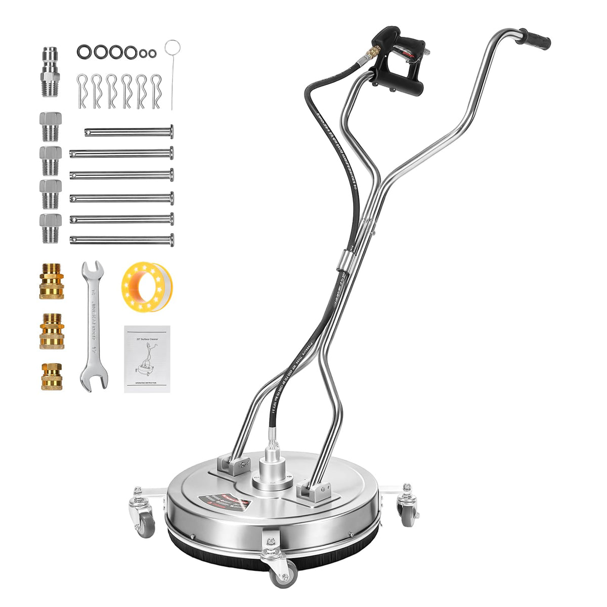 GEARWAVE 20inch surface cleaner front view with four wheels for stable, efficient cleaning.