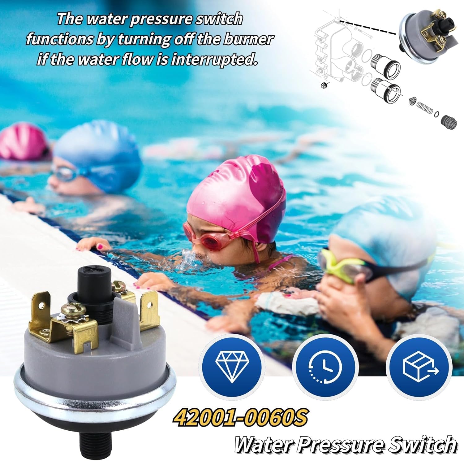 GEATaaT pool heater kit pressure switch replacement for reliable sensing