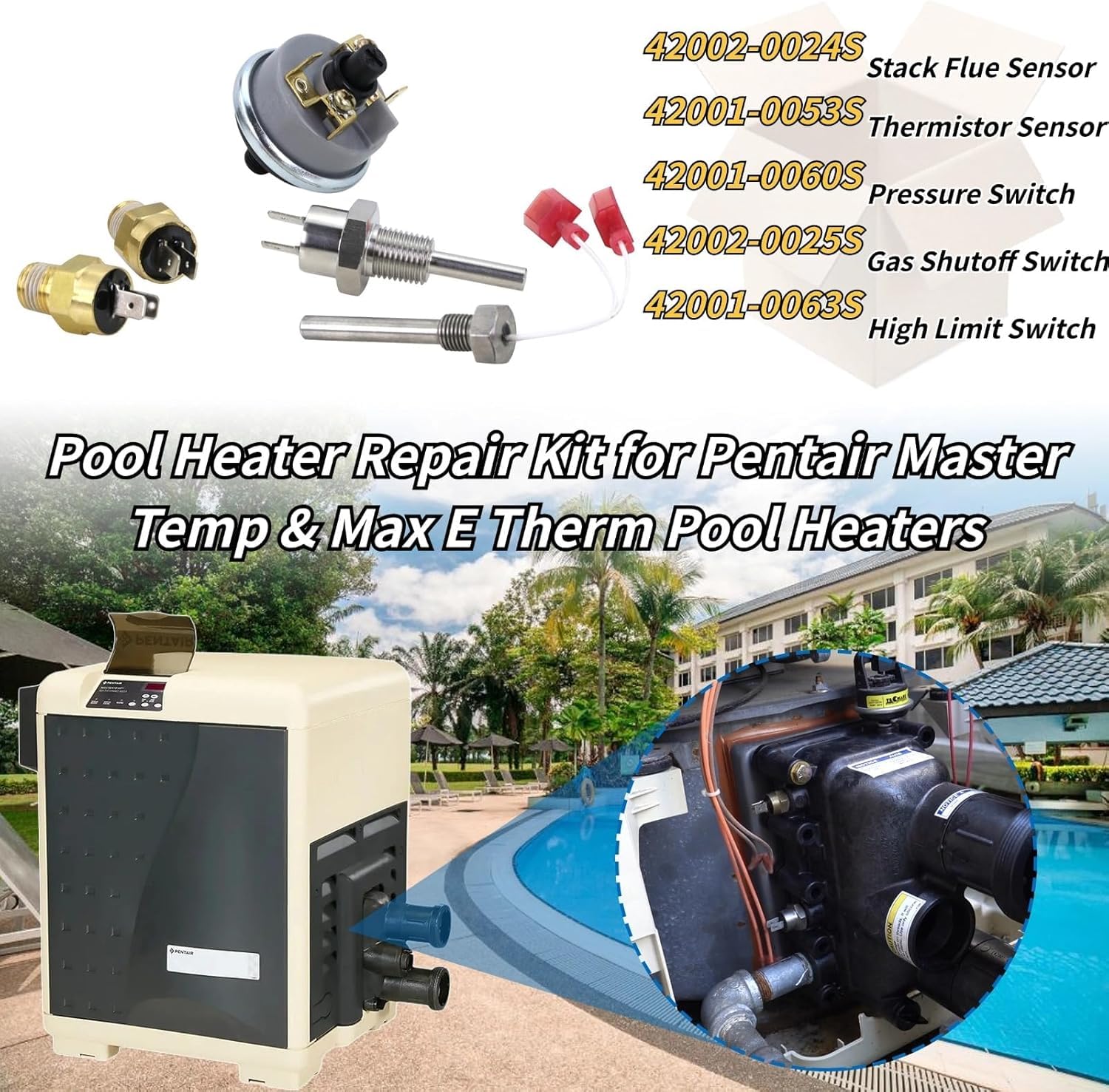 GEATaaT pool heater kit thermistor sensor replacement for accurate readings
