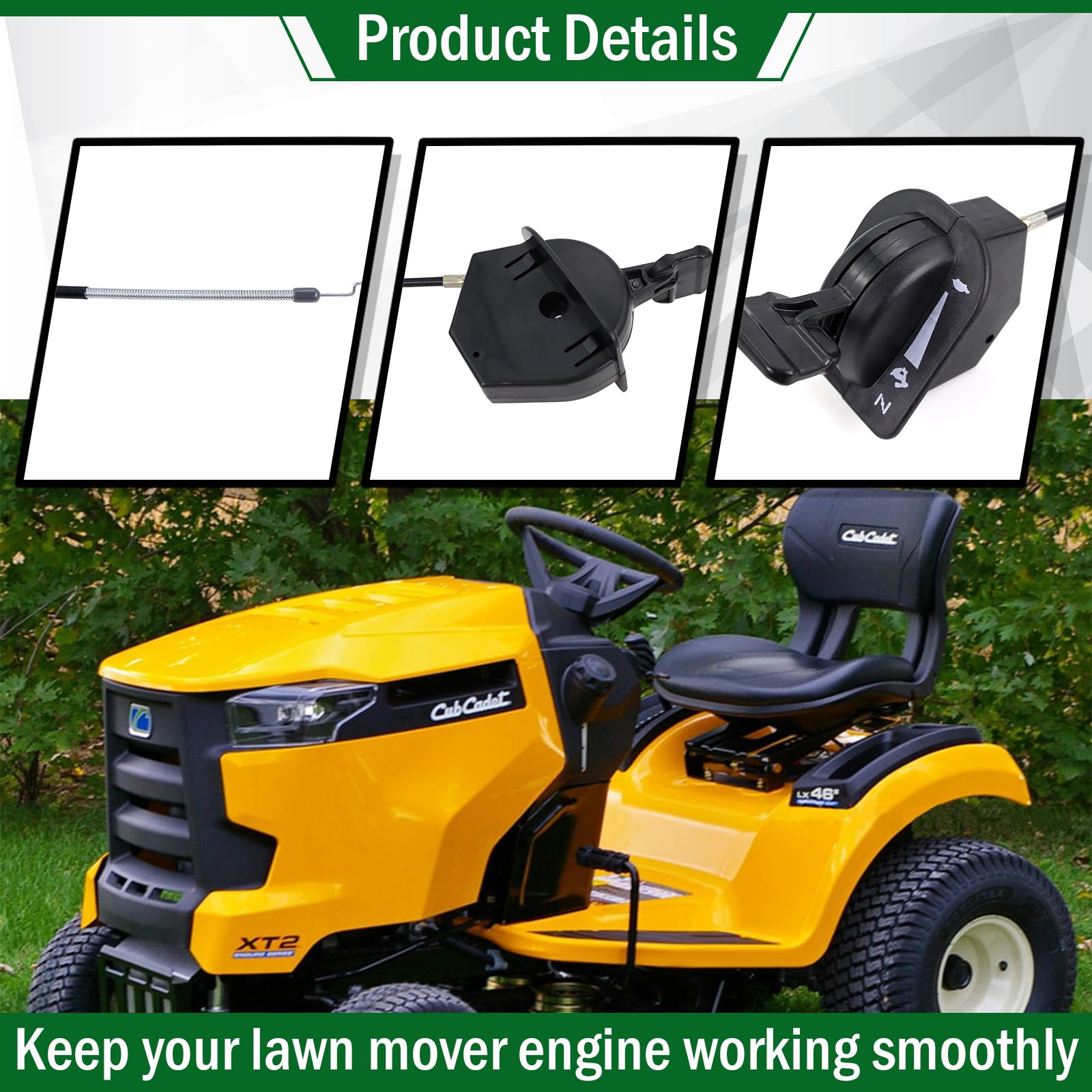 GEATaaT installation view on a mower illustrates smooth throttle replacement.