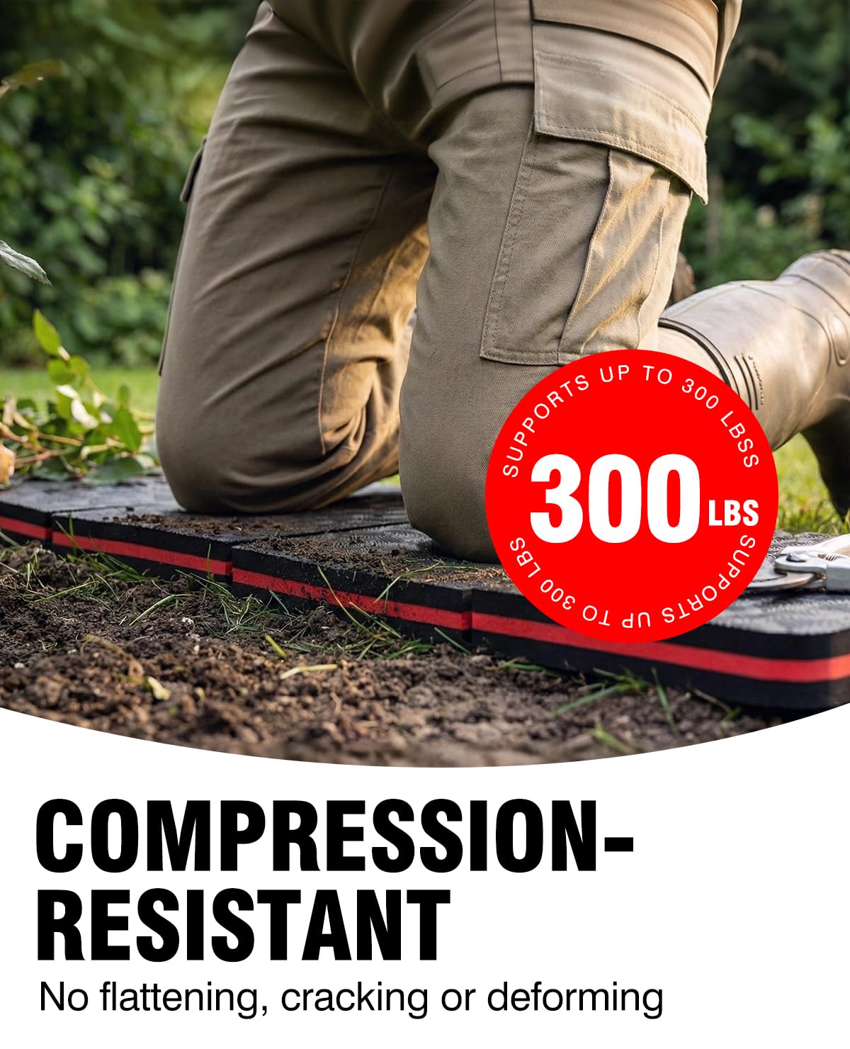 GEAVESS kneeling pad with built-in handle for easy one-handed carrying.