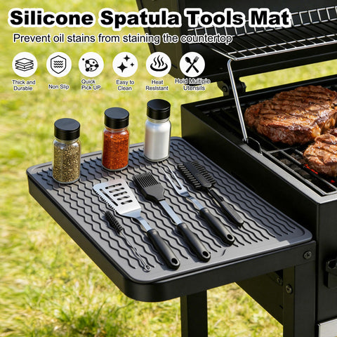 Heat-resistant 450°F surface safely hosts hot utensils during cooking.