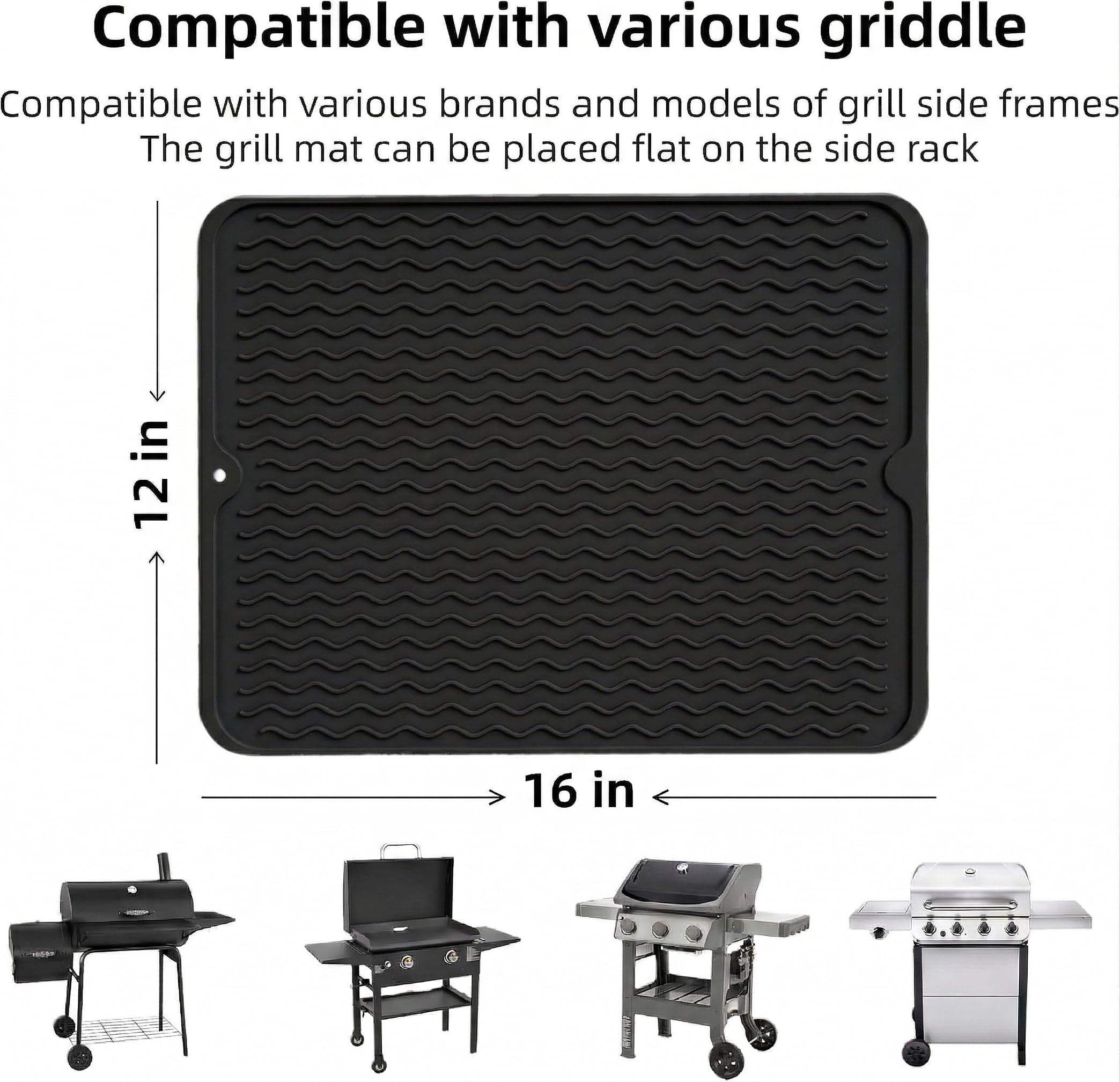Geban silicone grill tools mat rolled for compact storage after cooking.