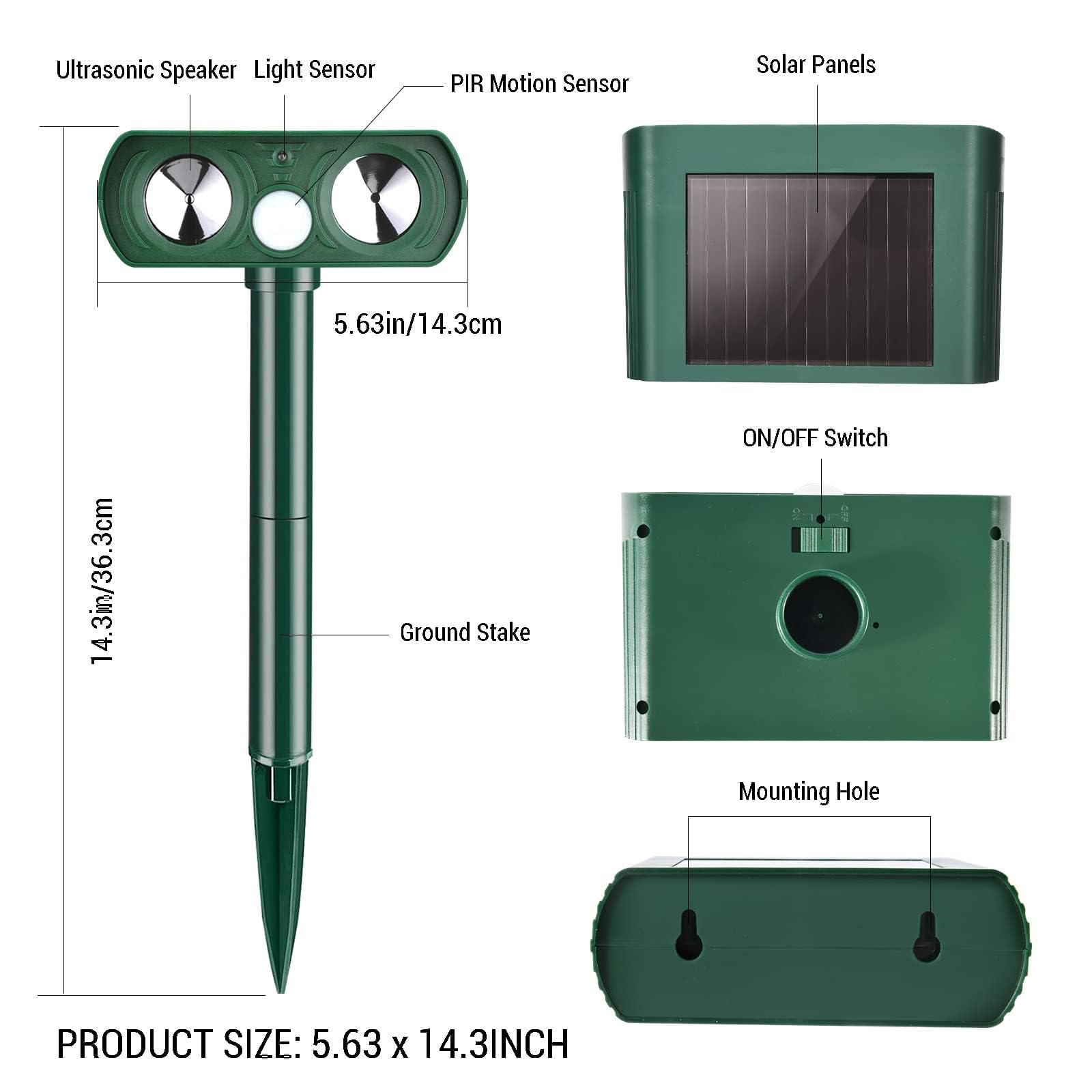 Gebatule motion sensor animal deterrent for outdoor spaces, easy setup.