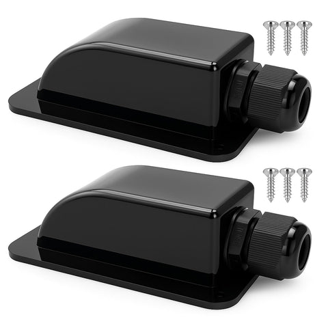 Gebildet black waterproof solar cable entry gland viewed from the side for roof installation.