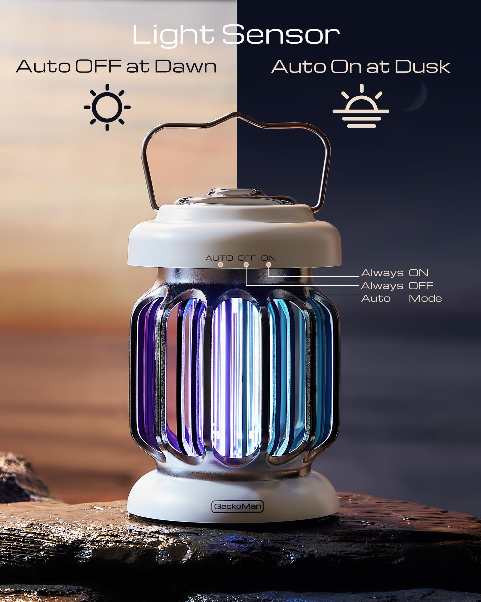 GeckoMan dusk-to-dawn mode zapper auto switches at dusk and dawn