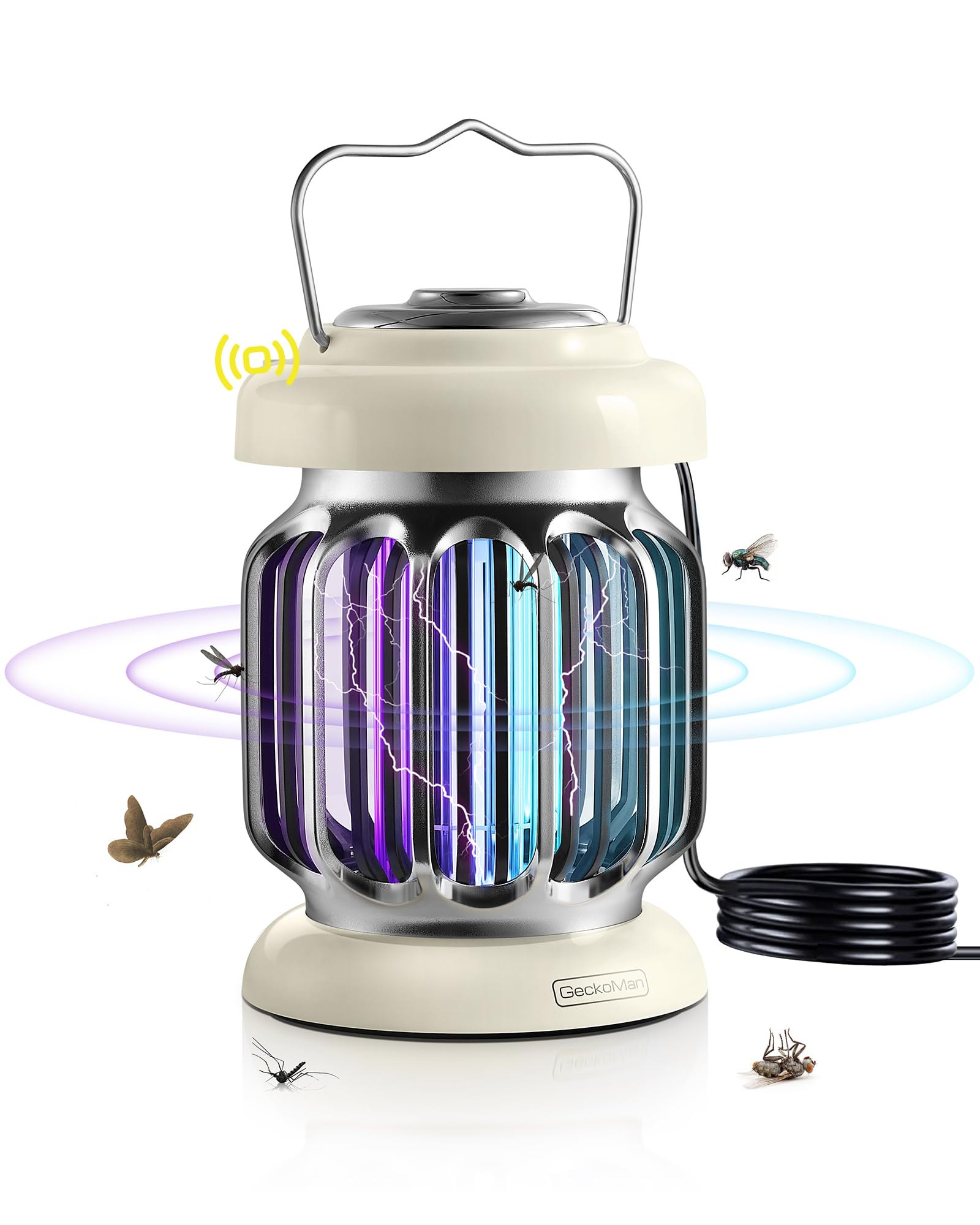 GeckoMan Hybrid Spectrum bug zapper outdoors attracting a wide range of pests