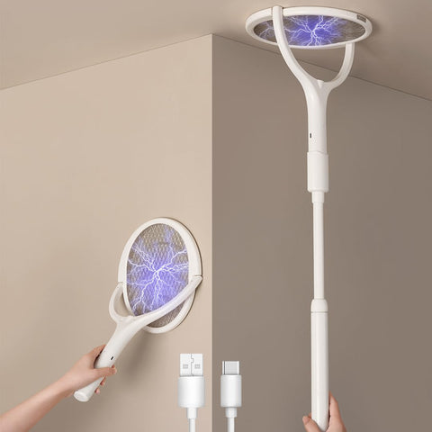GeckoMan rotating head fly swatter catching insects from any angle.